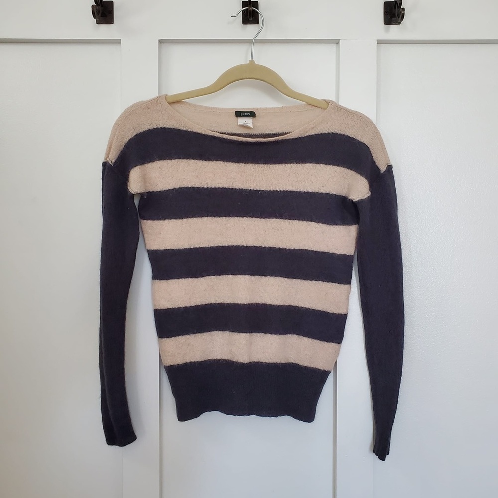 J.CREW  stone navy stripe sweater